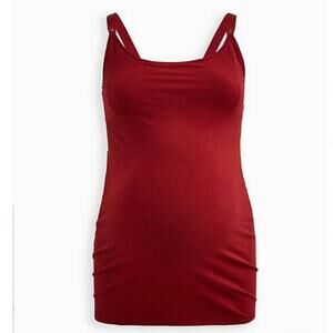 Torrid Maternity Nursing Breastfeeding Super Soft Cozy Dark Red Cami Tank Top